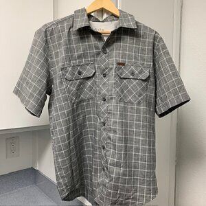 Men's Medium Orvis Plaid Gray Short Sleeve Shirt